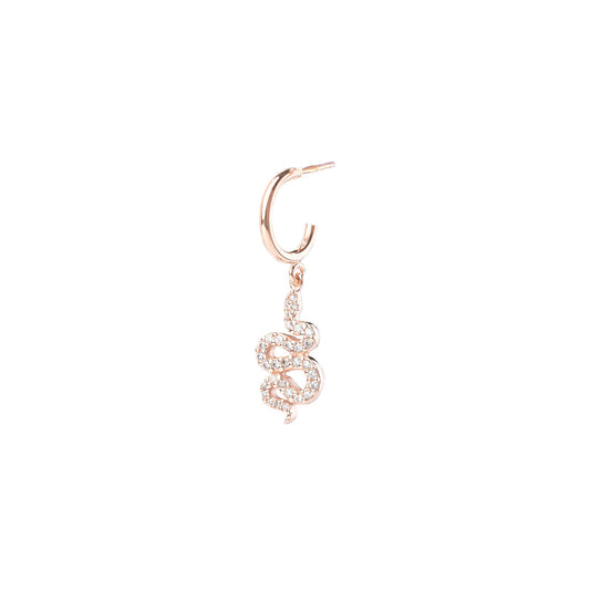 Snake Single Hoop Earring - Pink Gold Plated