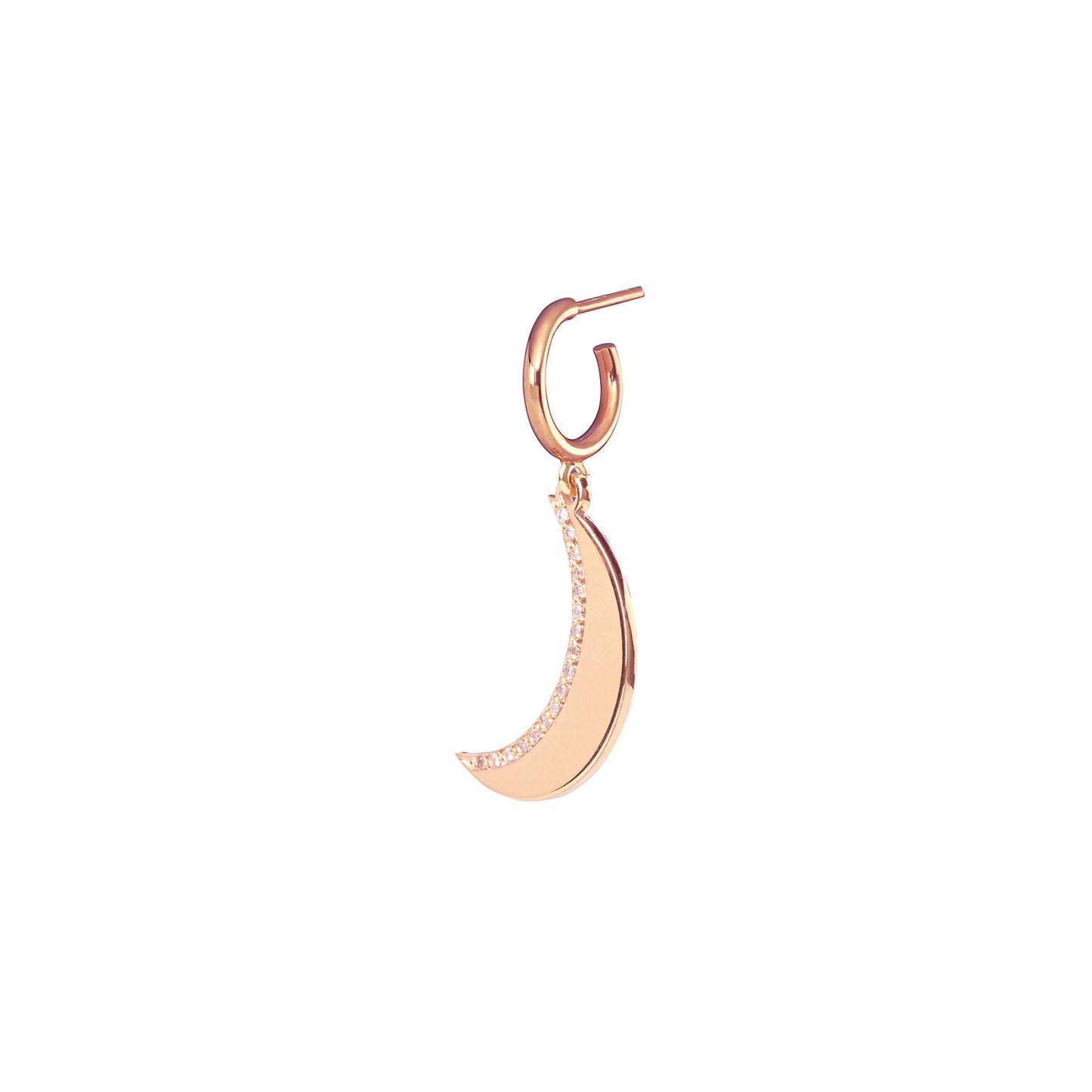 Moon Single Hoop Earring - Pink Gold Plated