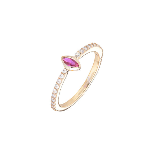 Ruby Naveta Ring - Gold Plated