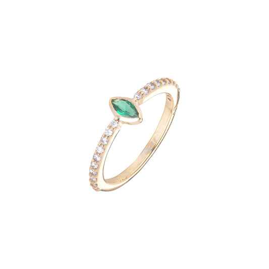 Emerald Naveta Ring - Gold Plated