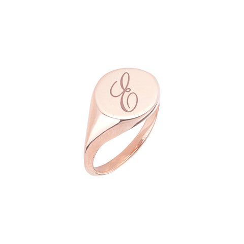 Customize Oval Chevalier Ring - Pink Gold Plated