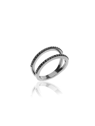 Double Line Ring - Black