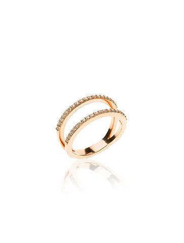 Double Line Ring - Pink Gold Plated
