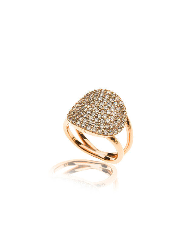 Pave Ring - Pink Gold Plated