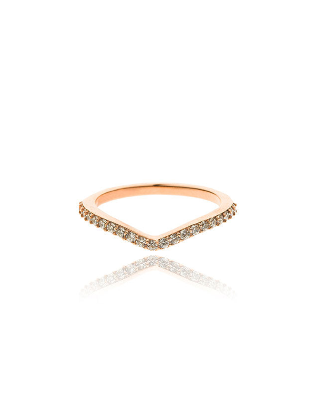 V Ring - Pink Gold Plated