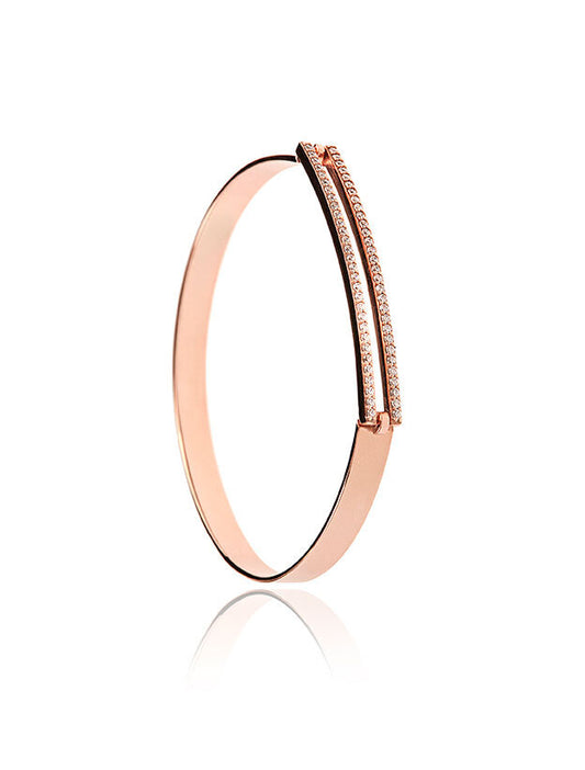 Double Line Bangle - Pink Gold Plated