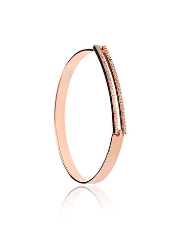 Double Line Bangle - Pink Gold Plated