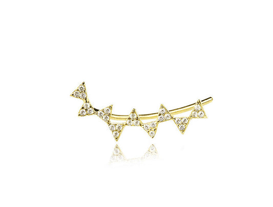 Happy Triangle Single Ear Climbers  - Gold Plated