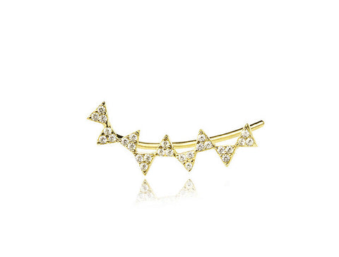 Happy Triangle Single Ear Climbers  - Gold Plated