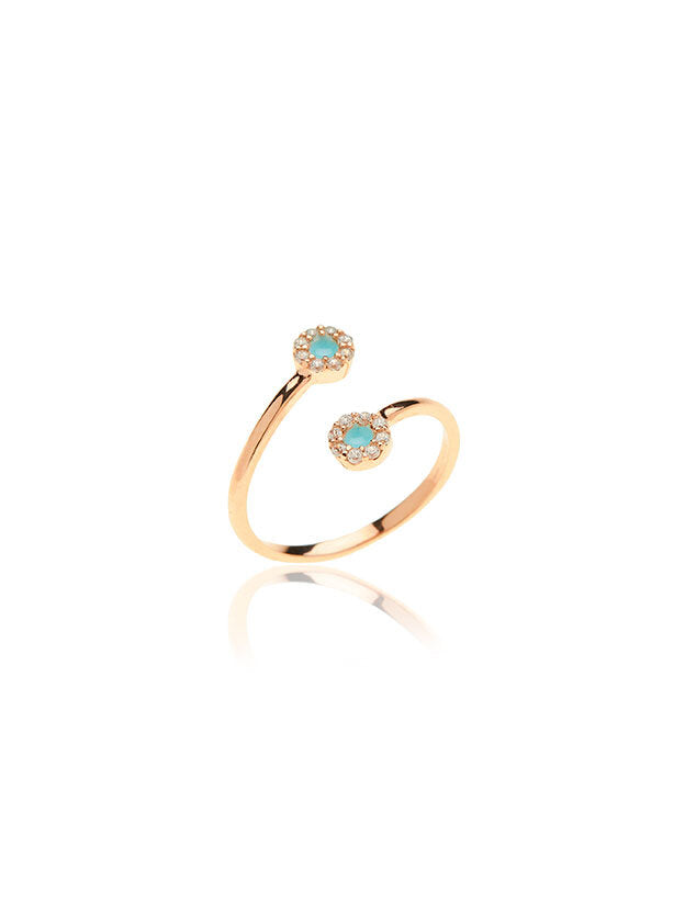 Turquoise Opener Circle Ring - Pink Gold Plated