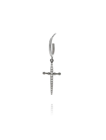 Trickle Cross Single Hoop Earring - Antique