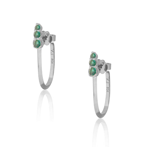 Emerald Hook Pair Earrings - Black Rhodium Plated