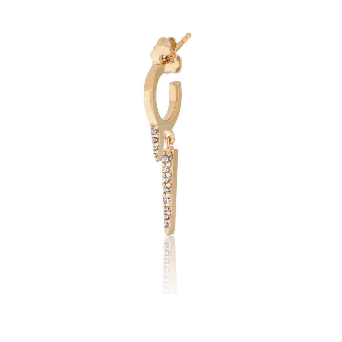 Happy Line Single Hoop Earring - Pink Gold Plated