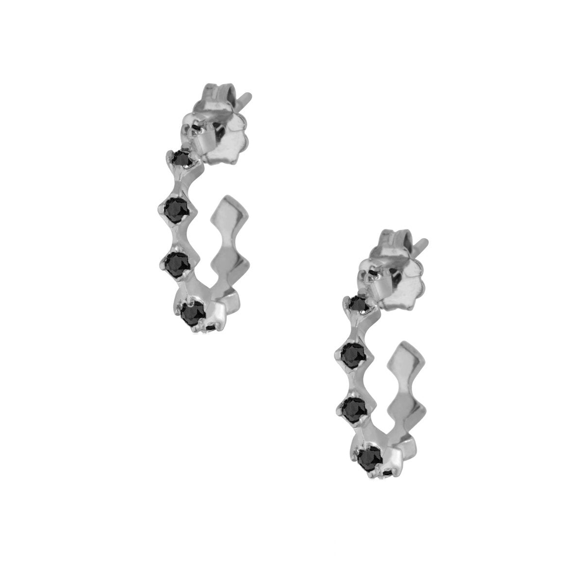 Rhombus Hoops Pair Earrings - Black Rhodium Plated