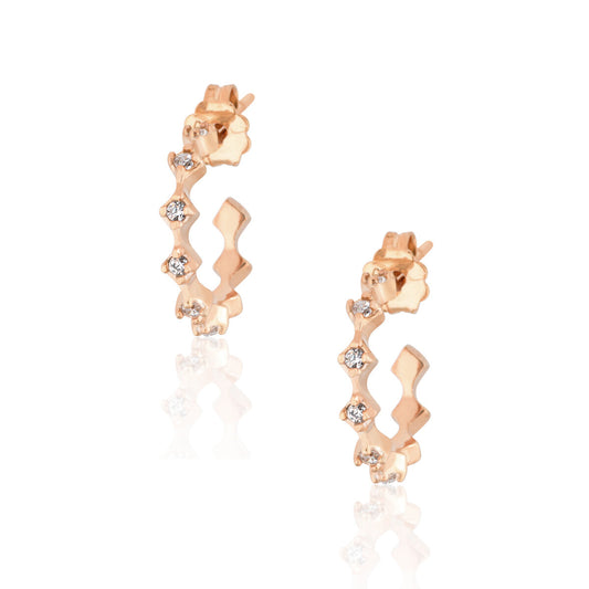 Rhombus Hoops Pair Earrings - Pink Gold Plated