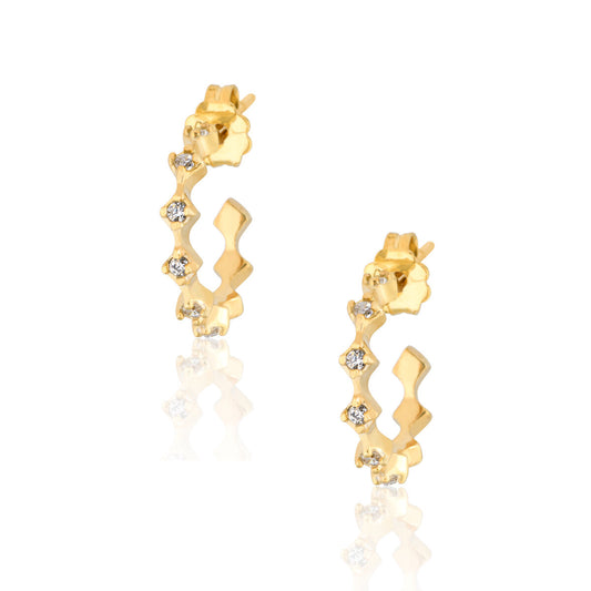 Rhombus Hoops Pair Earrings - Gold Plated