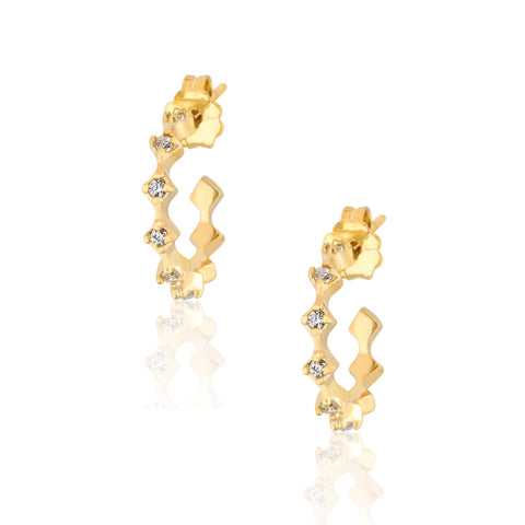 Rhombus Hoops Pair Earrings - Gold Plated