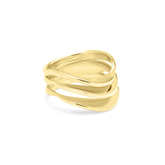 Three Wave Ring - Gold