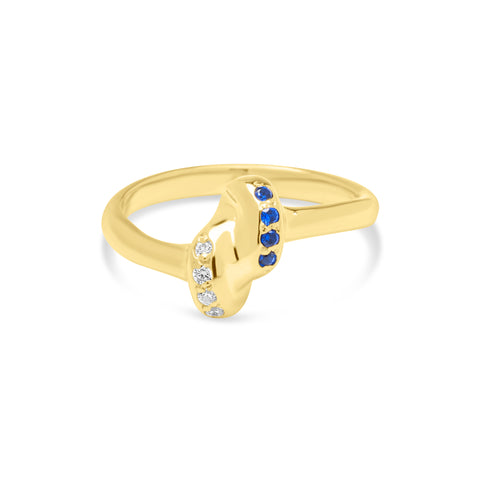 Sapphire Knot Ring - Gold Plated