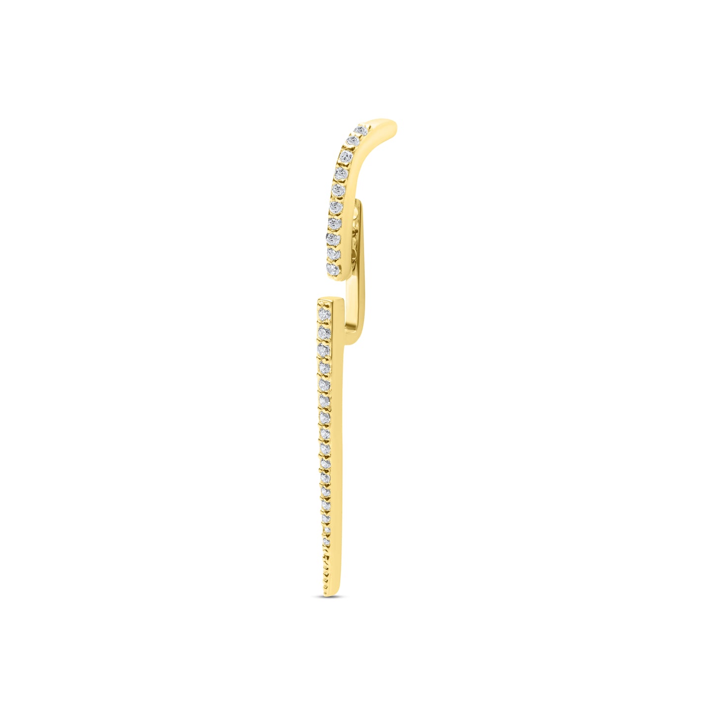 Long Needle Single Ear Jacket Earrings - Gold Plated