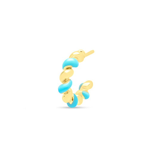 Turquoise Twist Single Hoop Earring - Gold Plated
