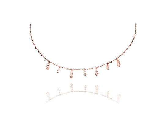 Chocolate Drops Choker - Pink Gold Plated