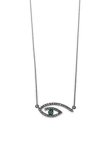 Lucky Evil eyes - Black Rhodium with Emerald stone
