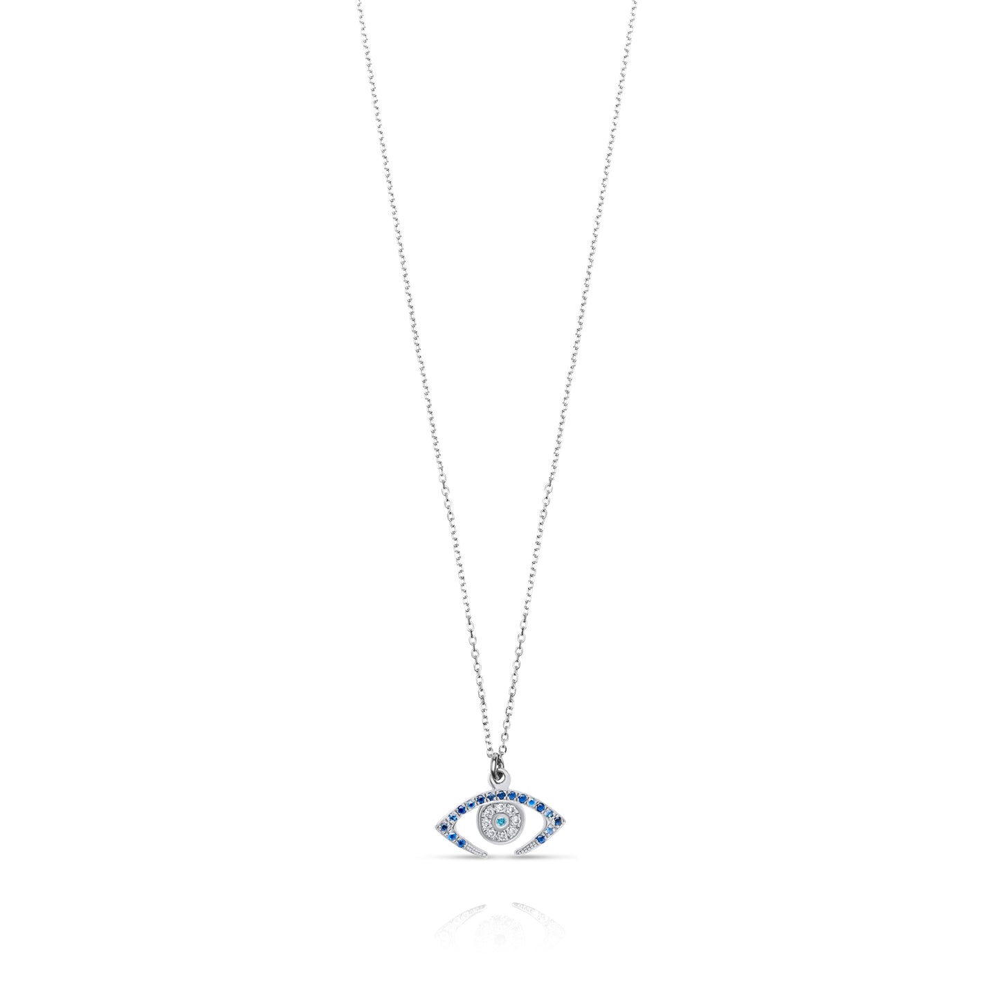 Diamonds & Sapphire Evil Eye 14k White Gold Necklace