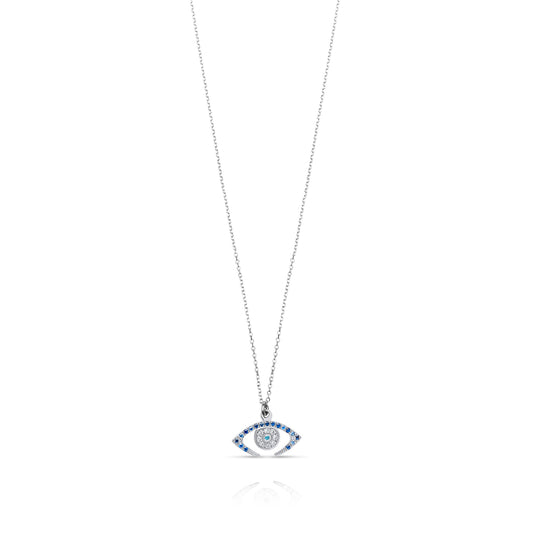 Diamonds & Sapphire Evil Eye 14k White Gold Necklace