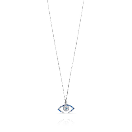 Diamonds & Sapphire Evil Eye 14k White Gold Necklace