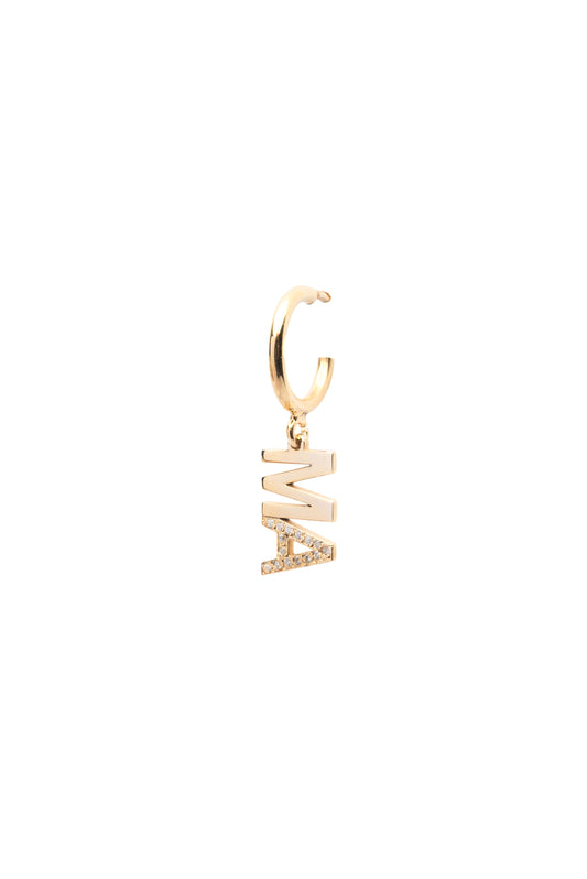 Custom Double Initial Hoop Single Earring - Gold Plated