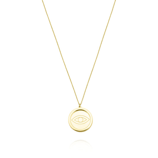 Eye Coin Necklace - Gold Plated
