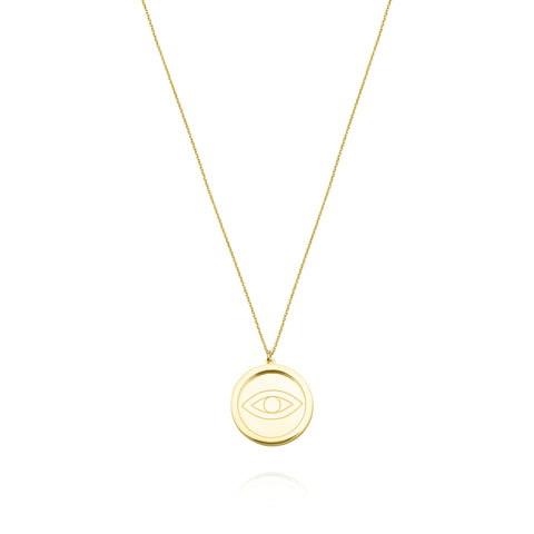 Eye Coin Necklace - Gold Plated