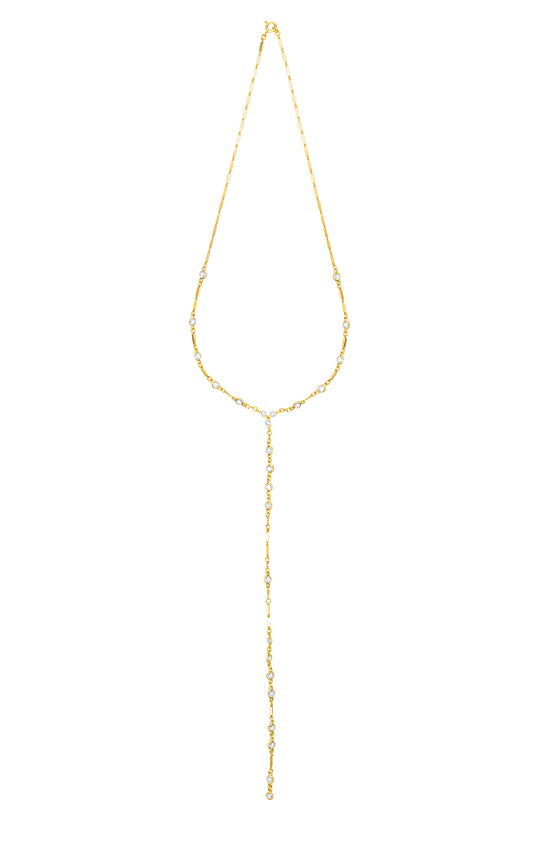 Y Drops Lariat Necklace- Gold plated