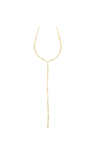 Y Drops Lariat Necklace- Gold plated