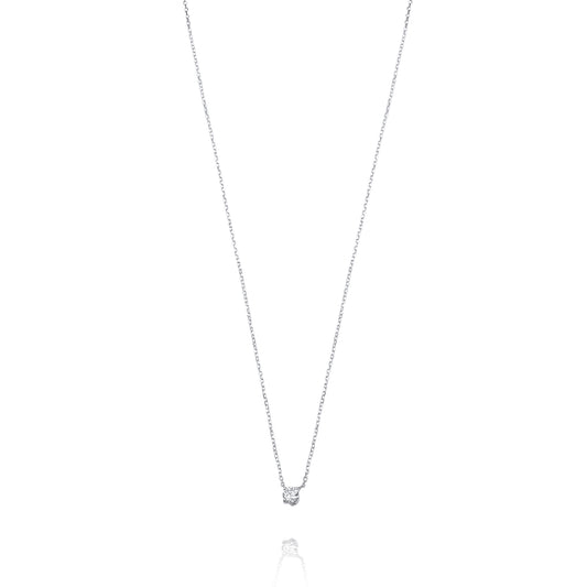 Solitaire 9k White Gold Necklace