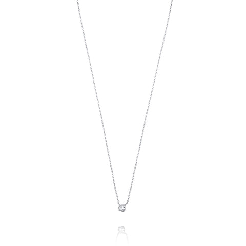 Solitaire 9k White Gold Necklace
