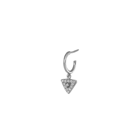 Triangle Single Hoop Earring - Silver Rhodium Plated