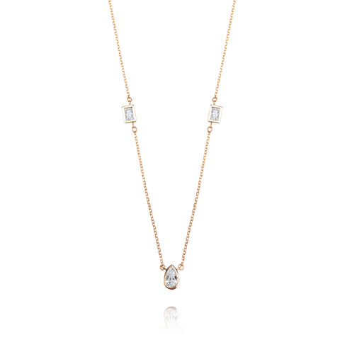 Tear Drop 9k Pink Gold Necklace