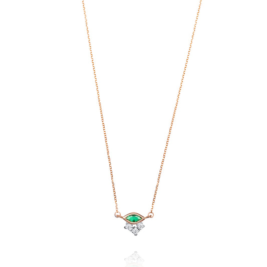 Emerald Marquise 9k Pink Gold Necklace
