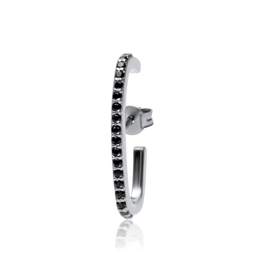 Black Single Suspender Earrings - Black Rhodium Plated