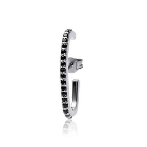 Black Single Suspender Earrings - Black Rhodium Plated
