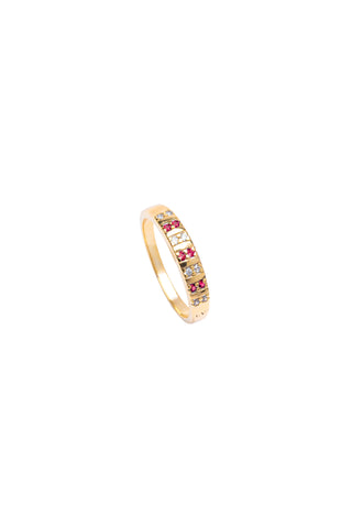 Ruby Cz Bar Ring - Gold Plated