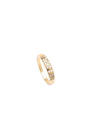 White Cz Bar Ring - Gold Plated