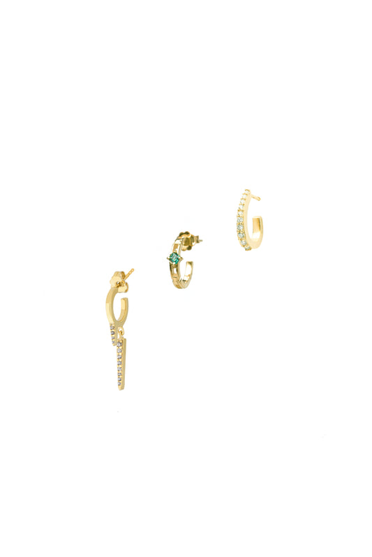 Line Set Earrings - Gold Plated