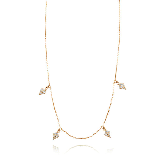 4 Rhombus 9k Pink Gold Necklace