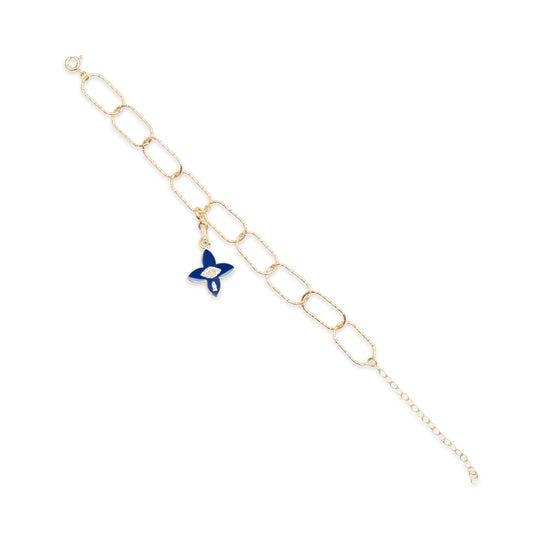 Lapis Power Flower Bracelet - Gold Plated