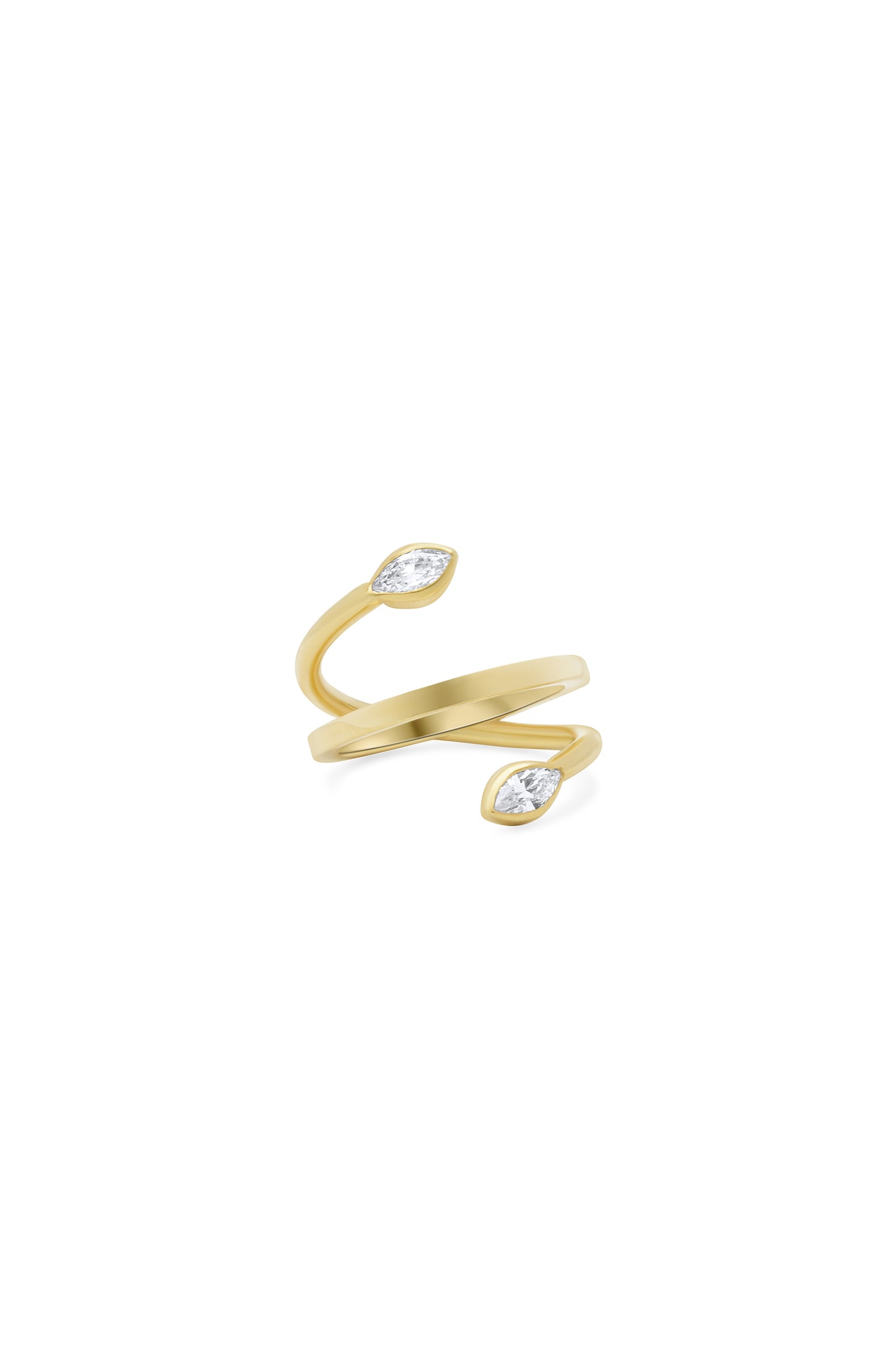 White Naveta Wrap Ring - Gold Plated