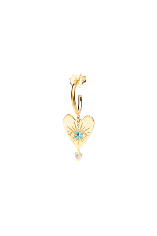 L' amoureux Hoop with Aqua Single Earring - Gold Plated