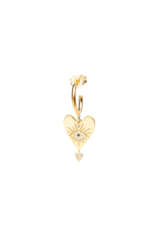 L' amoureux Hoop with White zircon Single Earring- Gold Plated